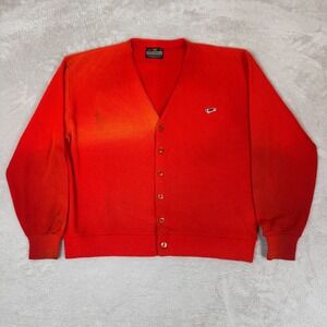 Vintage 80s Sportswear Cardigan Sweater Mens XL Red Preowned Faded‎ Knit Retro
